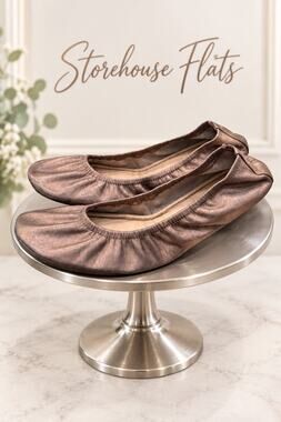 The Storehouse Flats Metallic Rose Gold Bronze Leather Ballet Flats Size 9
